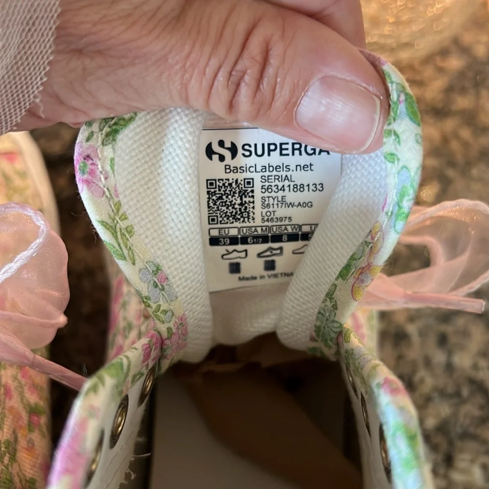 LoveShackFancy x Superga Floral Sneakers with Tulle Pink Laces